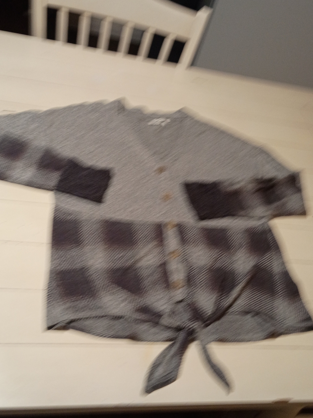 Maurices Vintage Women's Gray Buffalo Plaid Tie-Front Cardigan Size M
